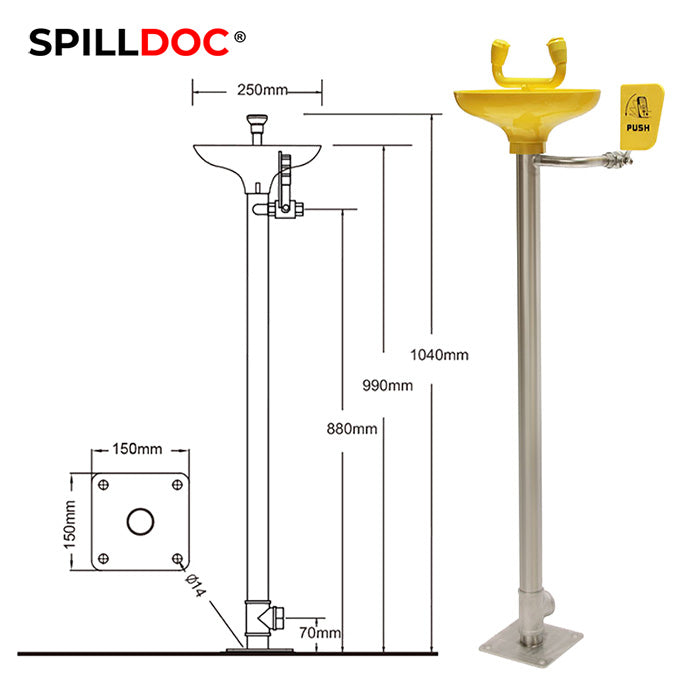 Spilldoc Floor Mounted Stand Eye Wash Station SD-540A