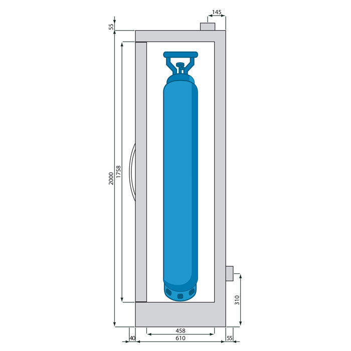 2- door tall safety cabinet Type 30 for gas cylinders
