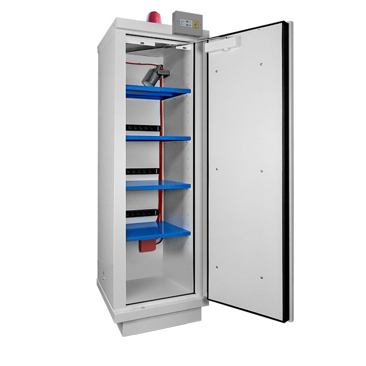 Lithium Battery Storage Cabinet with Extinguisher and Alarm System Type 90 1 door + Vig190 + 4 E48Li