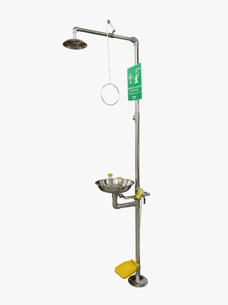 SPILLDOC COMBINATION EMERGENCY SHOWER AND EYEWASH STATION WITH PRESSURE REDUCING VALVE FOR EYEWASH SDSE304/DN