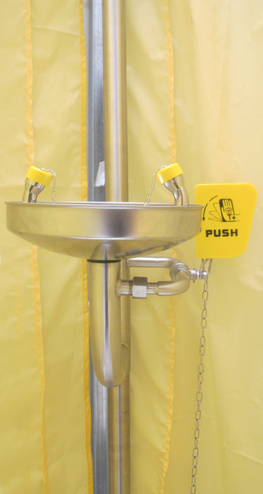 Spilldoc Square Curtain Booth Type Emergency Shower & Eyewash Station with Sink SD-550SB