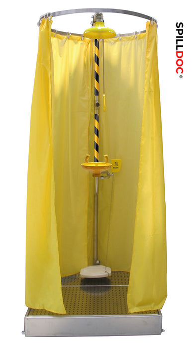 Spilldoc Curtain Booth Type Emergency Shower & Eyewash Station with Sink SD-550CB