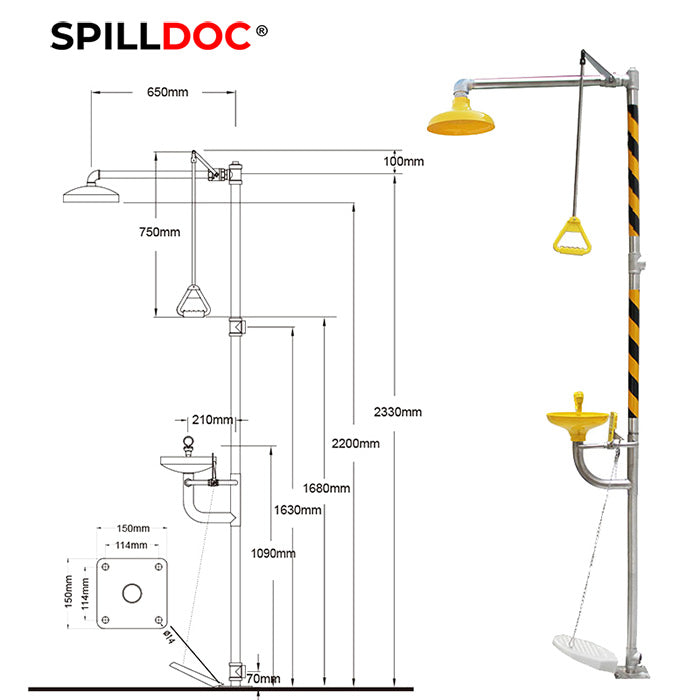 Spilldoc Combination Emergency Shower and Eyewash Station BD-550C