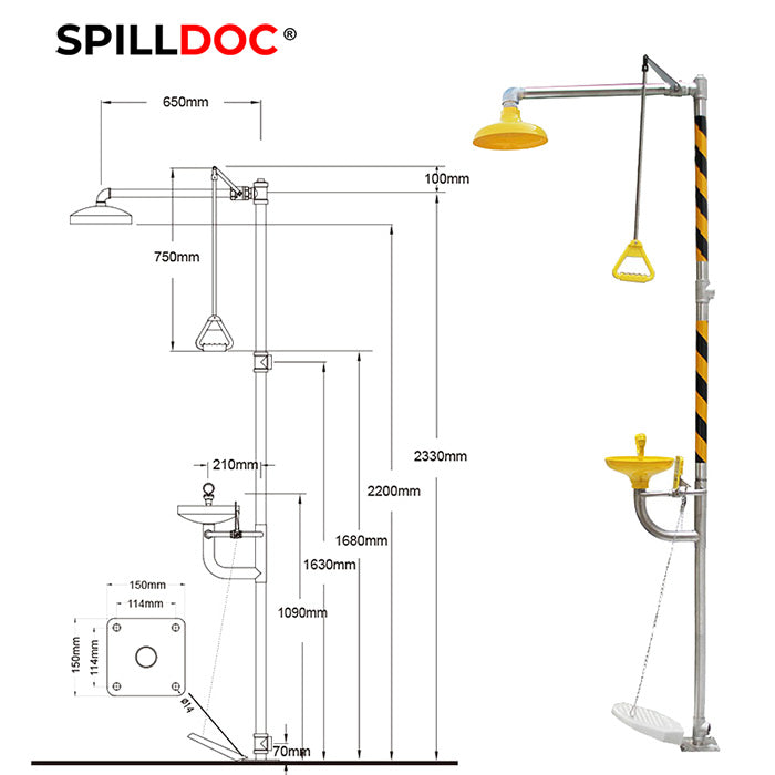 Spilldoc Combination Emergency Shower and Eyewash Station SD-550C