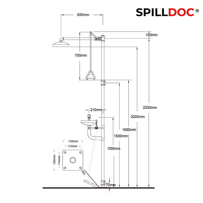 Spilldoc Combination Emergency Shower and Eyewash Station BD-550C