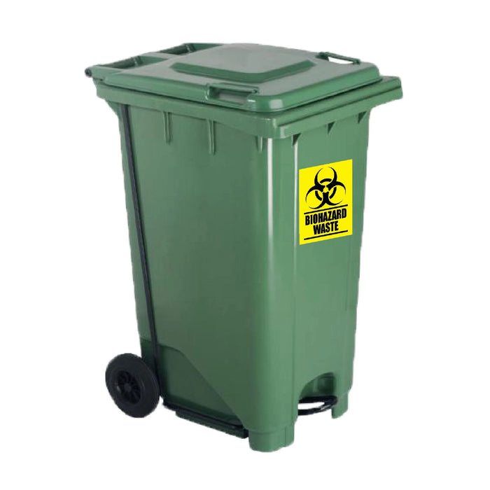 Biohazard Waste Disposal Bin with wheels and Foot Pedal 120L