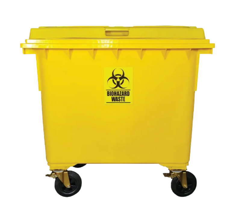 Large Lockable Biohazard Waste Container with 4 Wheels 660L