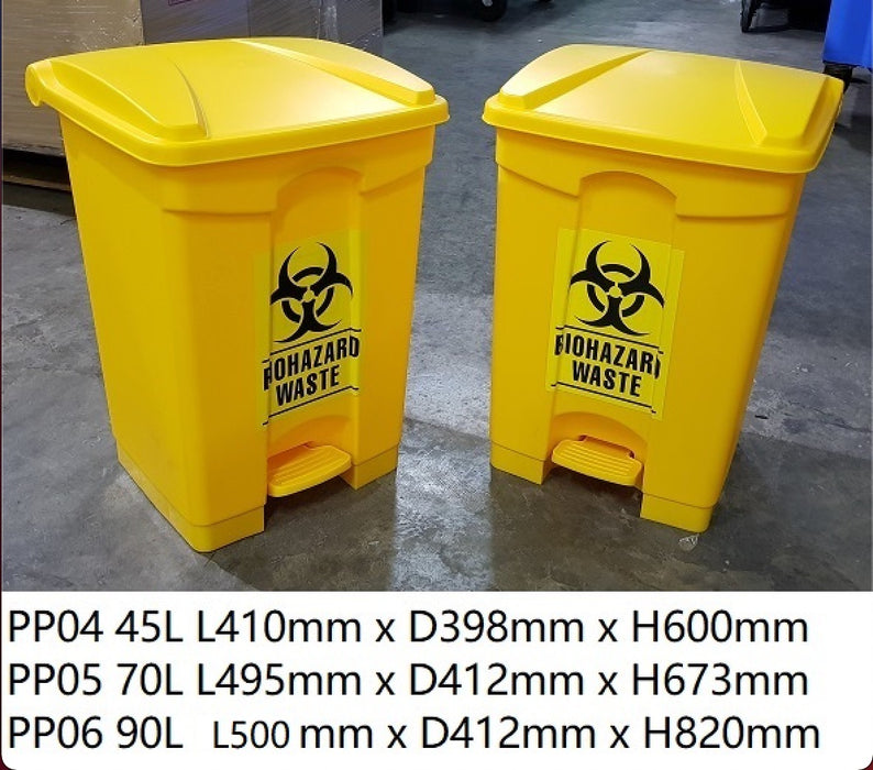 Yellow Rework Bin Waste Disposal Bin (Yellow) with Push Pedal 90L — Bio-Safety Supplies ...