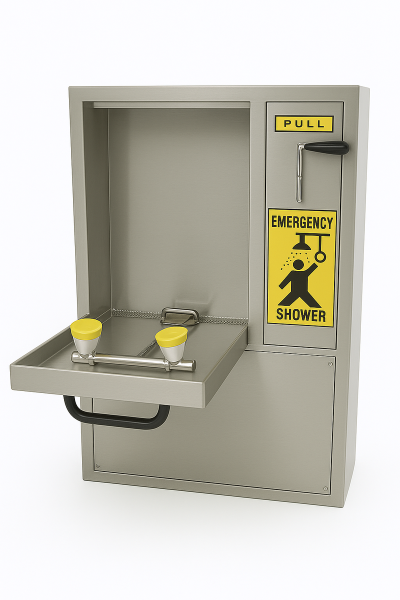 Spilldoc Wall Recessed Eyewash and Shower Station SS316