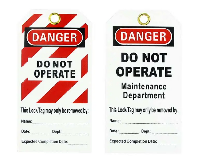 Safety Warning Tags for Lockout/Tagout