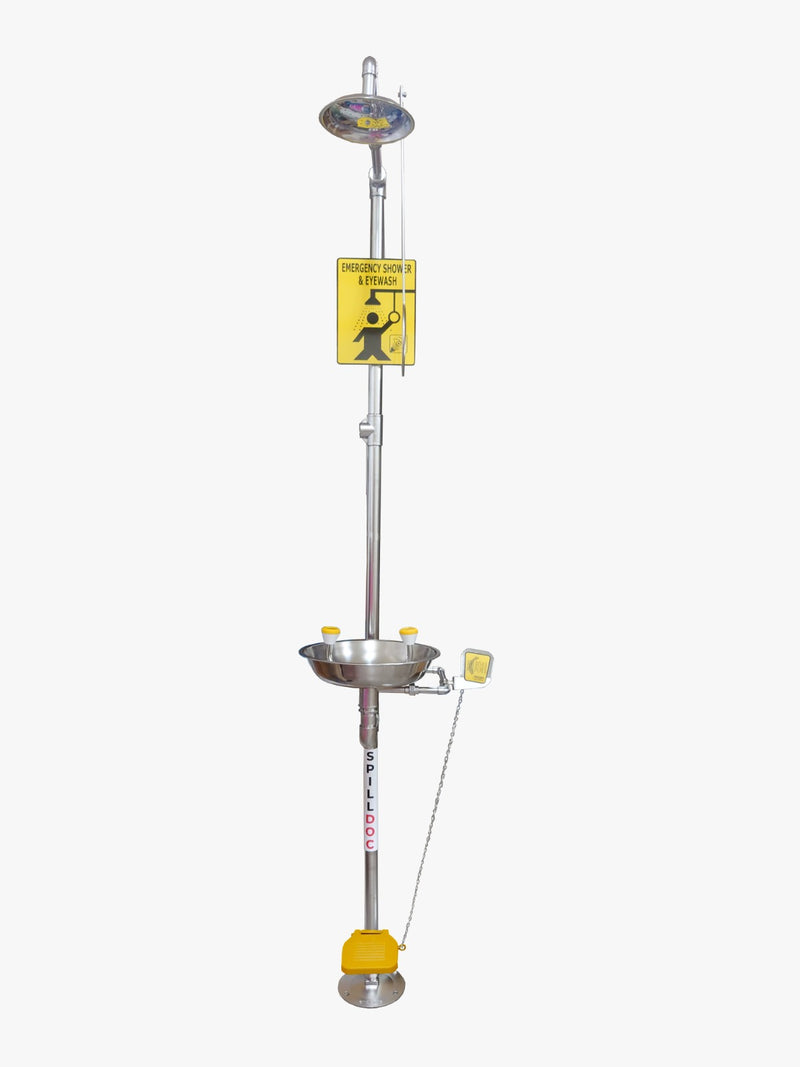 SPILLDOC COMBINATION EMERGENCY SHOWER AND EYEWASH STATION WITH PRESSURE REDUCING VALVE FOR EYEWASH SDSE304/DN