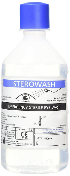 Sterowash 500ml Eye Wash Solution 0.9% Sodium Chloride EA152