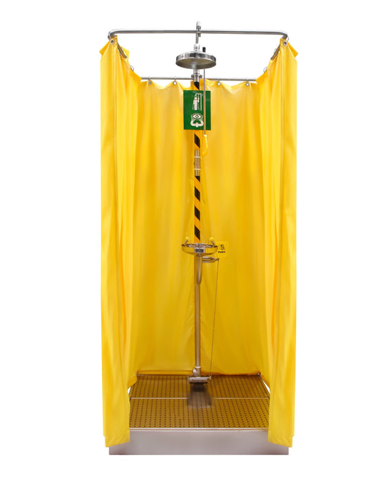 Spilldoc Square Curtain Booth Type Emergency Shower & Eyewash Station with Sink SD-550SB