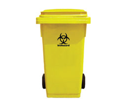 Biohazard Waste Disposal Bin (Yellow) with wheels 120L — Bio-Safety ...